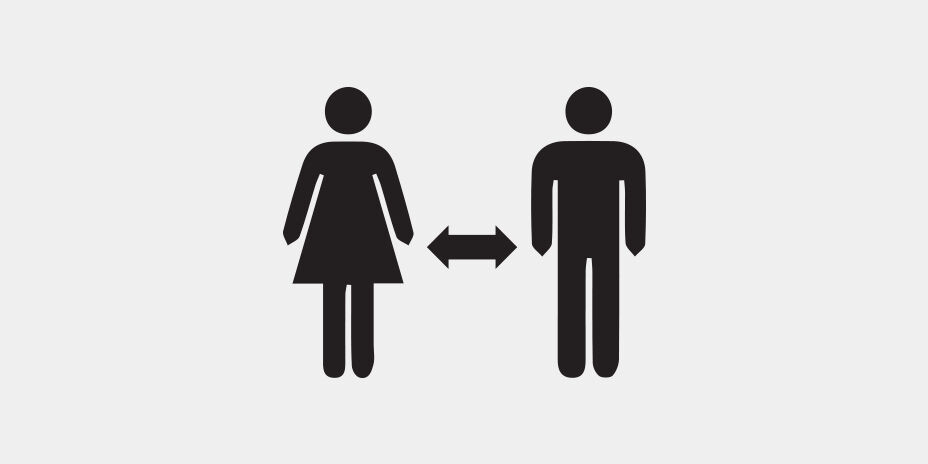 Icon featuring two people at a distance