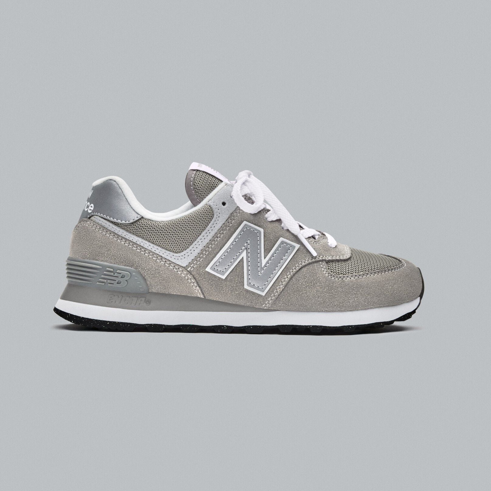 A grey 574 on a grey background